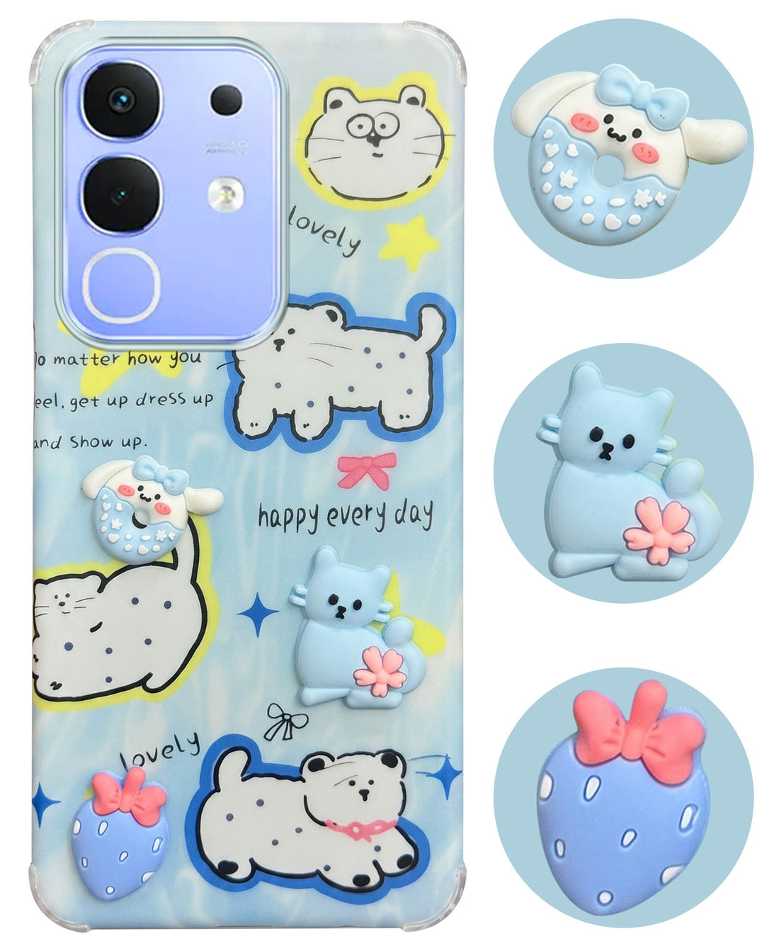 For Vivo iQOO Z10x Back Cover Case (3D Cute Cartoons | Hard Back Side Soft | Matte Premium Finish | HD Printing)