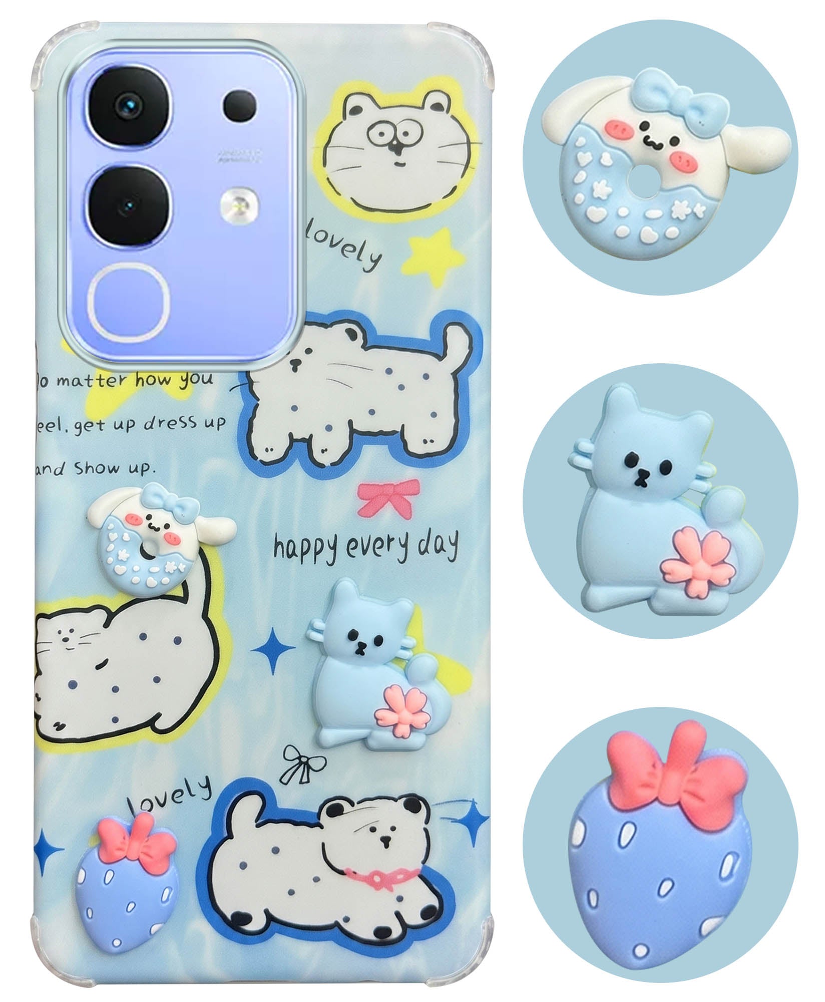 For Vivo iQOO Z10x Back Cover Case (3D Cute Cartoons | Hard Back Side Soft | Matte Premium Finish | HD Printing)
