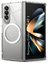 For Samsung Galaxy Z Fold 4 Back Cover Case Lifetime Anti-Yellow Clear (Magnetic Charging Support | Sleek Hard Crystal | Shockproof and Camera Protection)