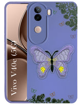For Vivo V40e Back Cover Case (Soft Butterfly Embroidery | Women Teen Girls | Camera Protection| Matte Silicone)