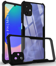 For Samsung Galaxy F06 | Samsung Galaxy M06 Back Cover Case (Shockproof with Polycarbonate Clear Panel | Professional Black)