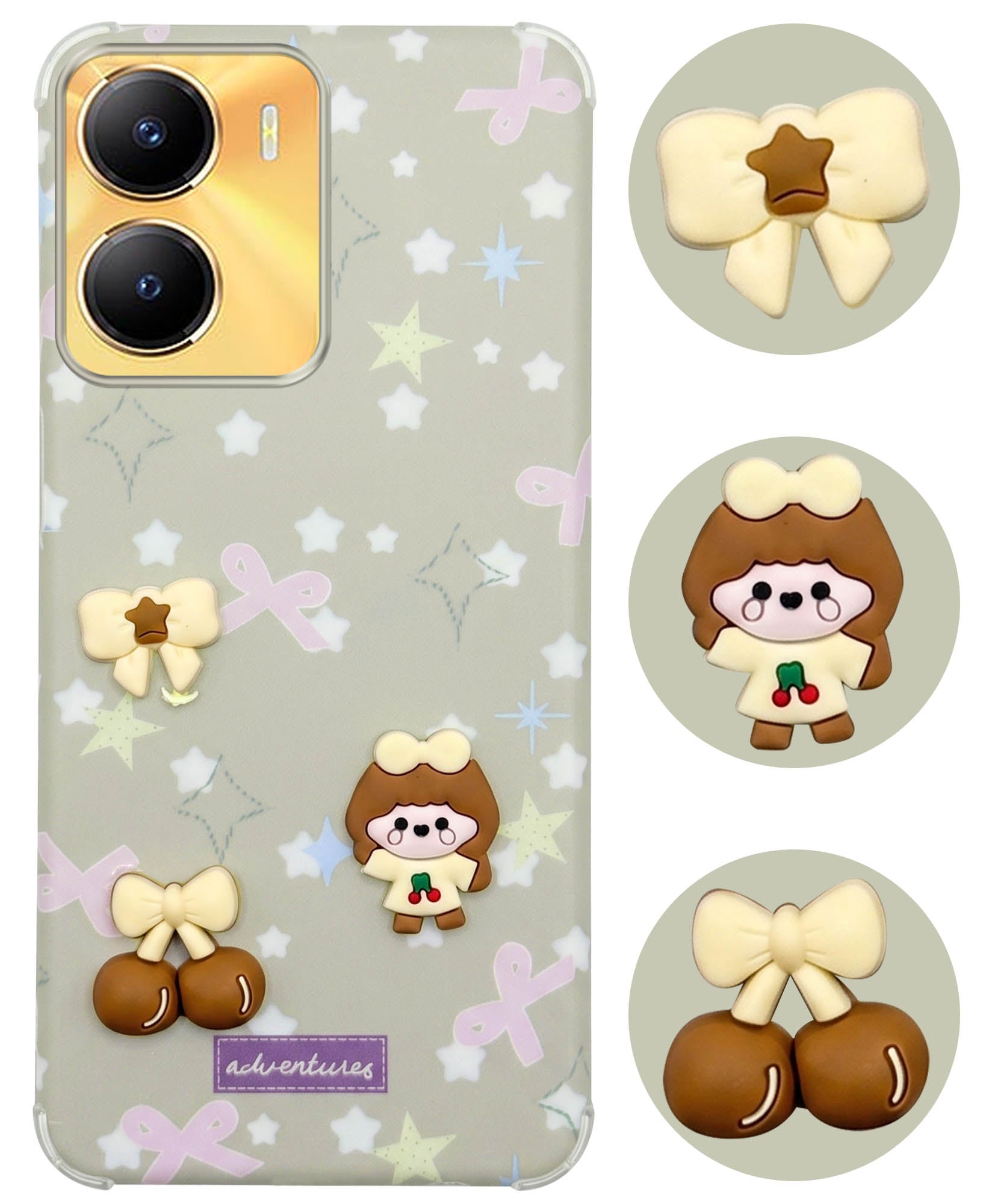 For Vivo Y56 5G Back Cover Case (3D Cute Cartoons | Hard Back Side Soft | Matte Premium Finish | HD Printing)