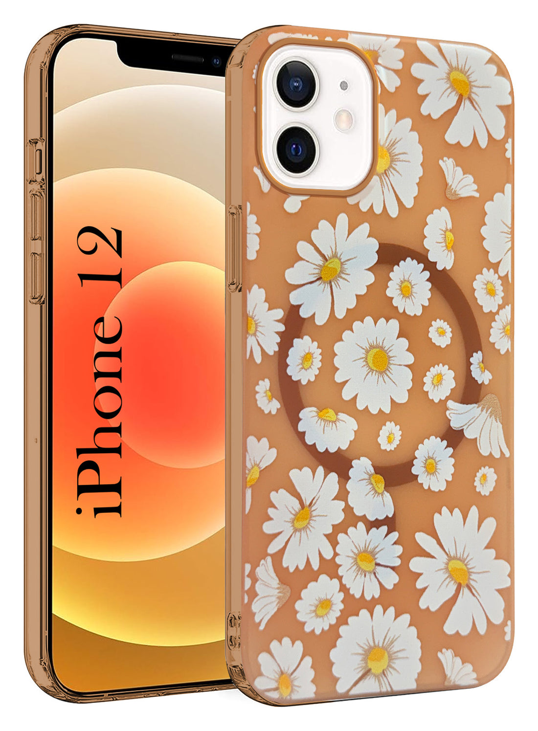 For Apple iPhone 12 Back Cover Case (Cute Floral Design | Flower Print for Girls | MagSafe Compatible Wireless Charging)