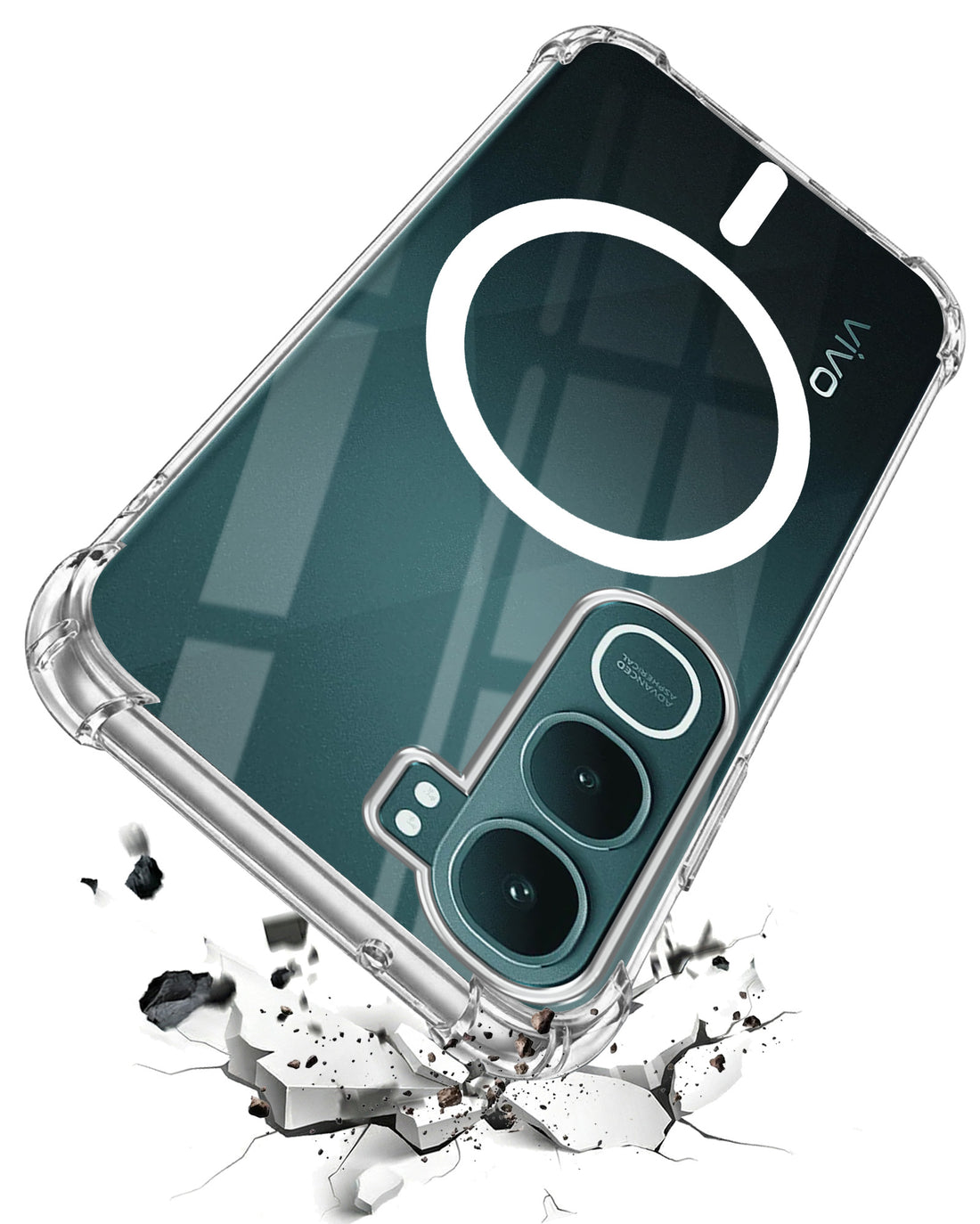 For Vivo Y31 5G Back Cover Shockproof Crystal-Clear (Magsafe Wireless Support | Drop & Camera Protection | Hard Polycarbonate)