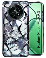 For Realme Narzo 70x 5G Back Cover Case ( Dual Design Glitter Sparkle and Detachable Diamond Print Case | Soft and Flexible)
