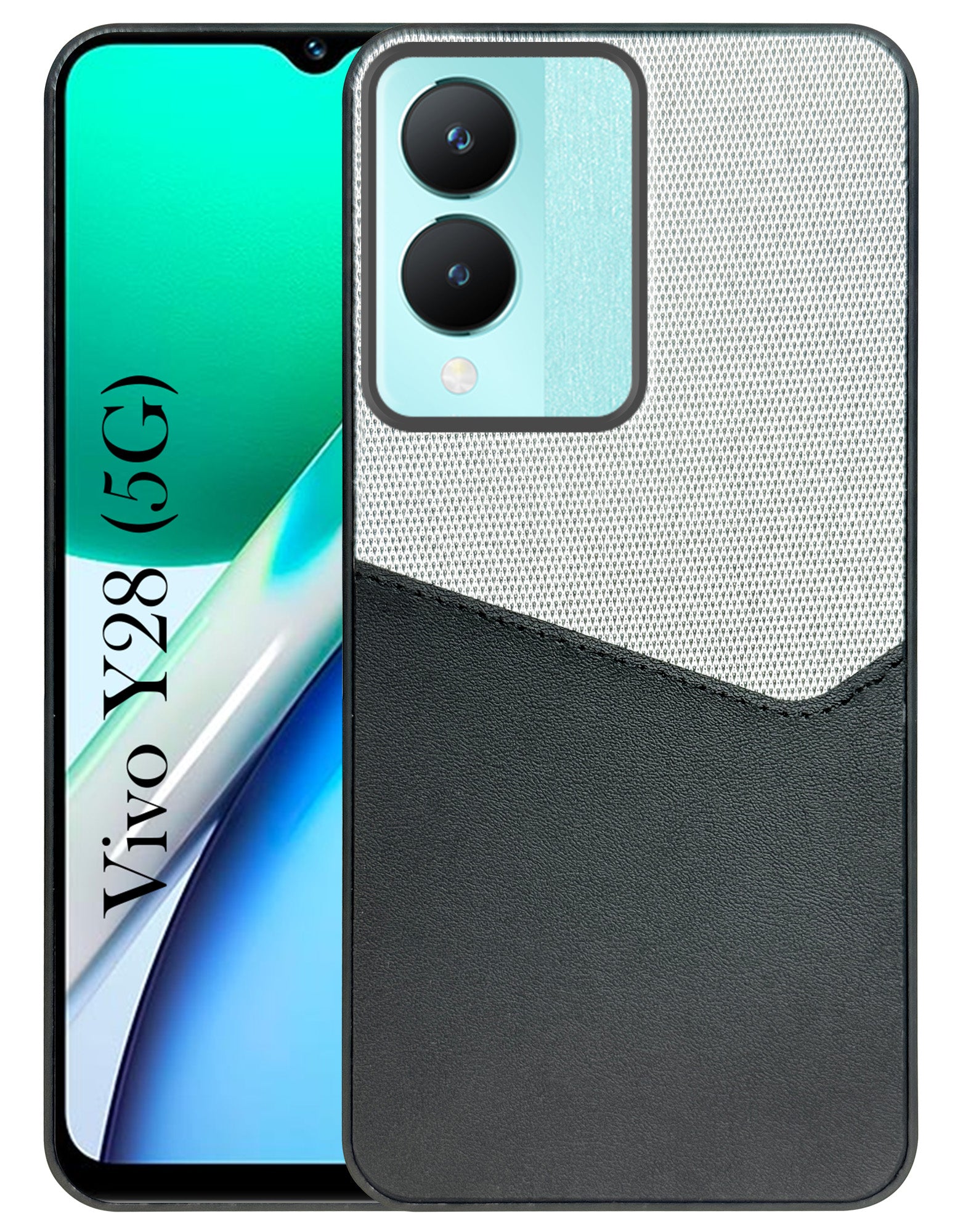 For Vivo Y28 5G Back Cover Case (Dual PU Leather Stitch | Professional Minimalist | Soft and Flexible)