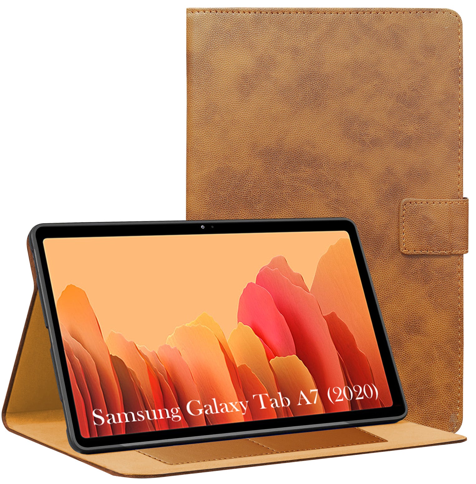 For Samsung Galaxy Tab A7 (2020) 10 Inch SM-T500/T505/T505N Flip Cover Folio Cover (PU Leather | Multi-Angle Smart Stand | Card Storage Slots | Silicone Back Pouch)