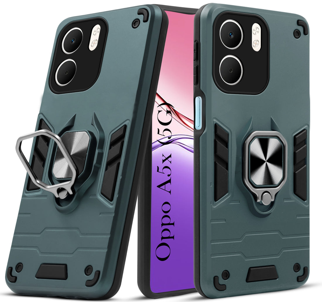For Oppo A5X Back Cover Case (Shockproof Dual Layer Polycarbonate |Ring Holder Kickstand) (Shockproof Dual Layer Polycarbonate |Ring Holder Kickstand)