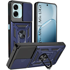 For Oppo A6X | Oppo A6S Back Cover Case Hybrid Armor (Sliding Shutter Camera Protection | Polycarbonate |Ring Holder Kickstand)
