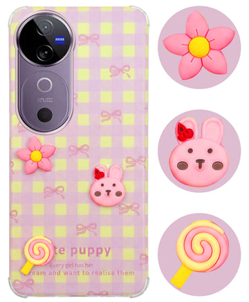 For Vivo V40 | Vivo V40 Pro 5G Back Cover Case (3D Cute Cartoons | Hard Back Side Soft | Matte Premium Finish | HD Printing)