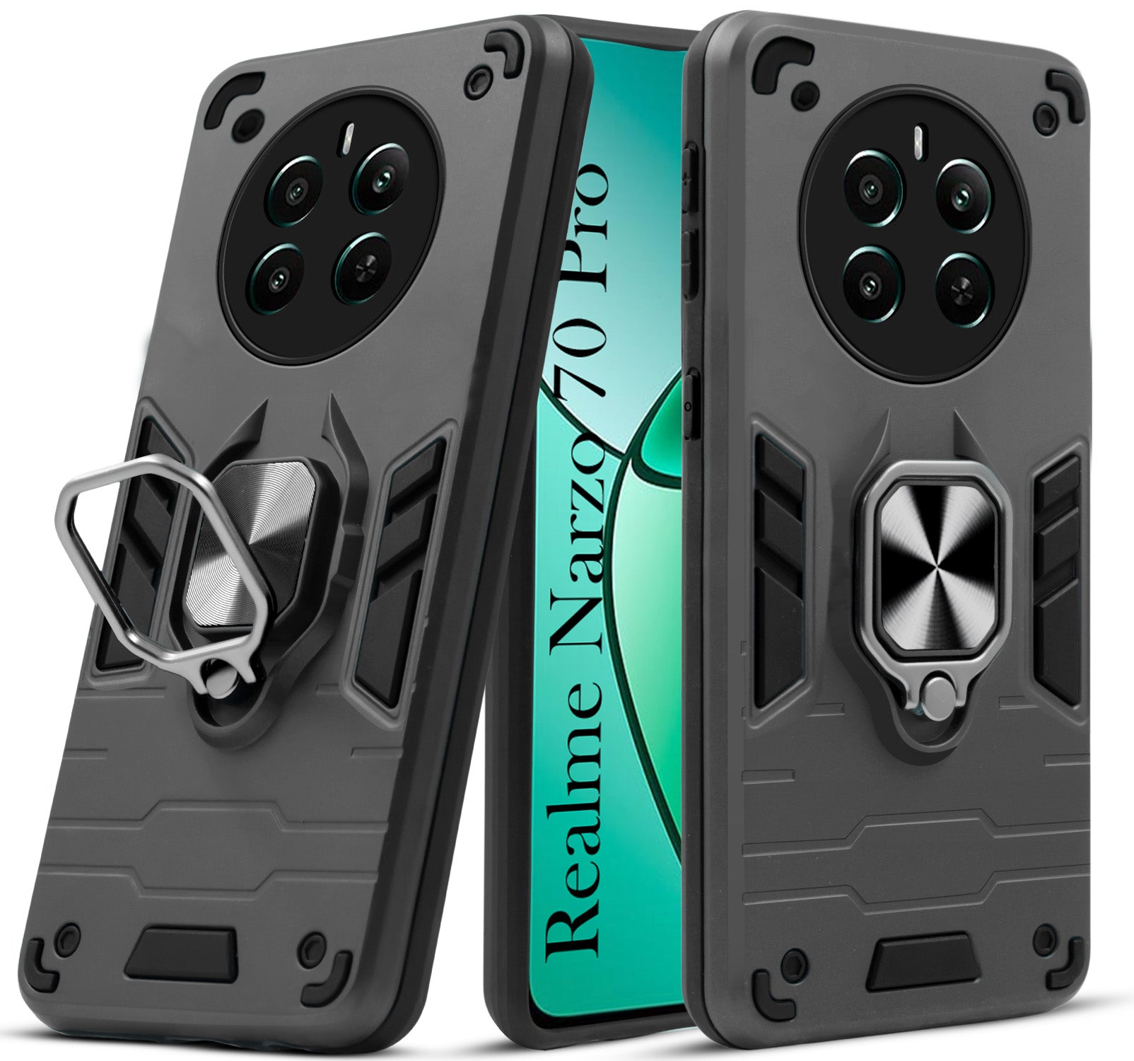 For Realme Narzo 70 Pro Back Cover Case (Shockproof Polycarbonate Dual Layer Hybrid Armor)