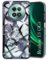 For Realme 13 Back Cover Case (Dual Design Glitter Sparkle and Detachable Diamond Print Case | Soft and Flexible)