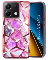 For Poco X6 5G Back Cover Case (Dual Design Glitter Sparkle and Detachable Diamond Print Case | Soft and Flexible)