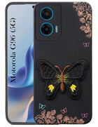 For Motorola Moto G96 Back Cover Case (Soft Butterfly Embroidery | Women Teen Girls | Camera Protection| Matte Silicone)