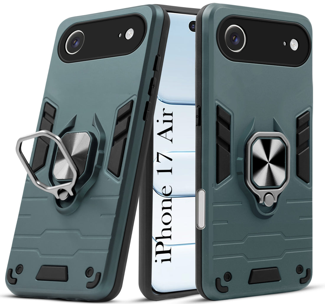 For Apple iPhone 17 Air  Back Cover Case (Shockproof Dual Layer Polycarbonate |Ring Holder Kickstand)