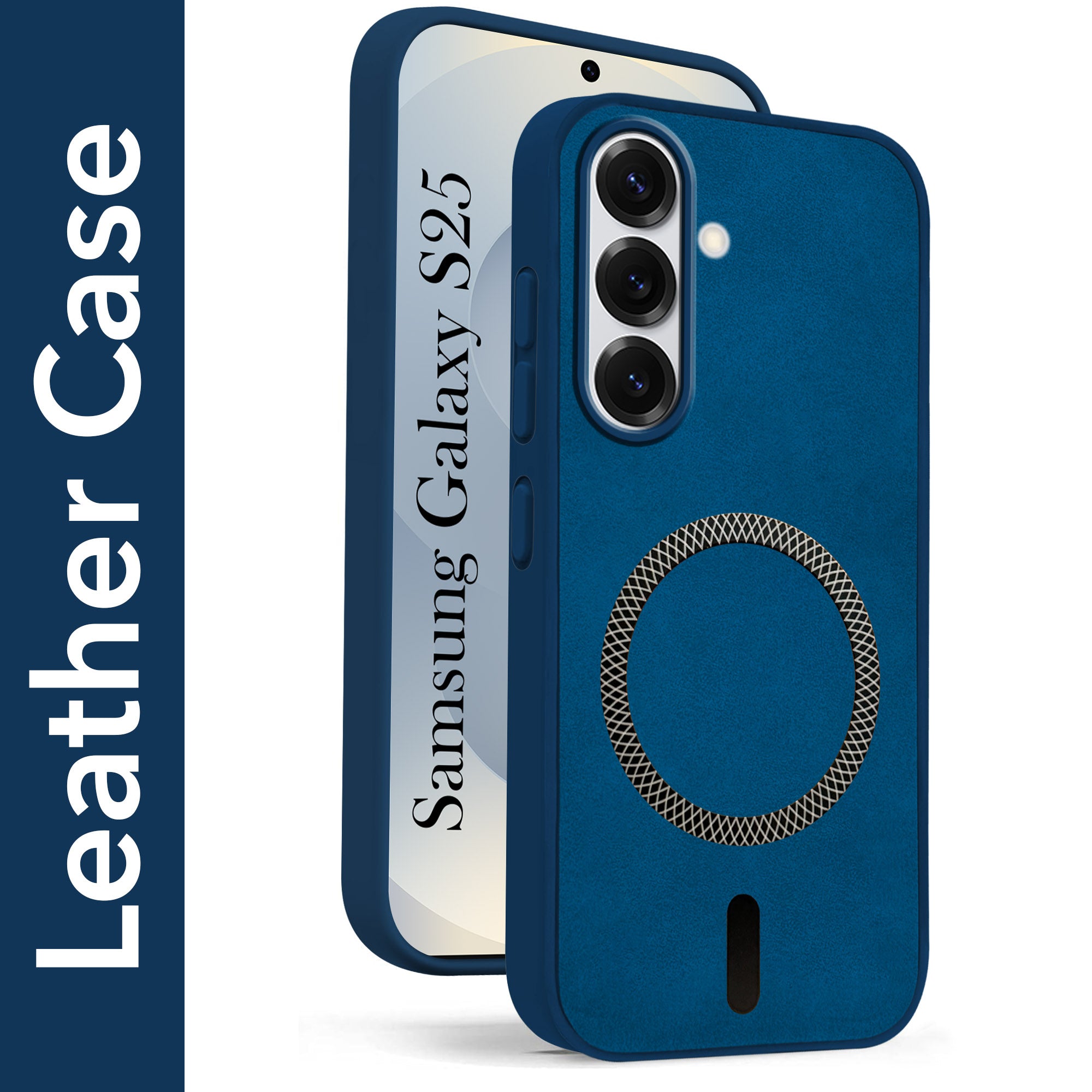 For Samsung Galaxy S25 Back Cover Case (Sleek Leather Finish | MagSafe Compatible Wireless Charging | Camera Bump Protection)