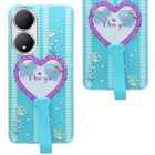 For Vivo Y100 Back Cover Case (3D Cute Heart Strap Holder | Camera Protection | Designer Girls Print)