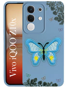 For Vivo iQOO Z10x Back Cover Case (Soft Butterfly Embroidery | Women Teen Girls | Camera Protection| Matte Silicone)