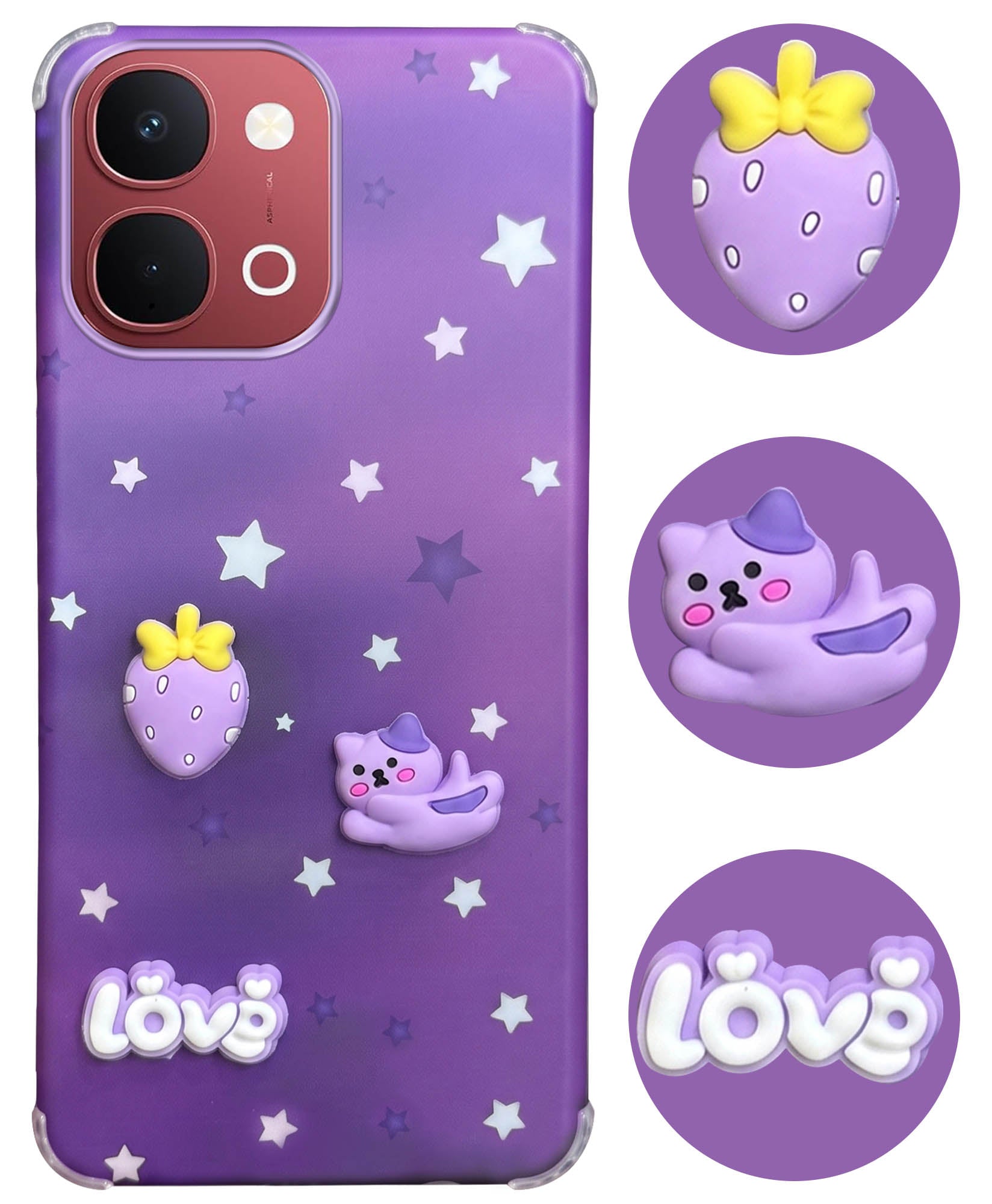 For Vivo Y31T 5G Back Cover Case (3D Cute Cartoons | Hard Back Side Soft | Matte Premium Finish | HD Printing)