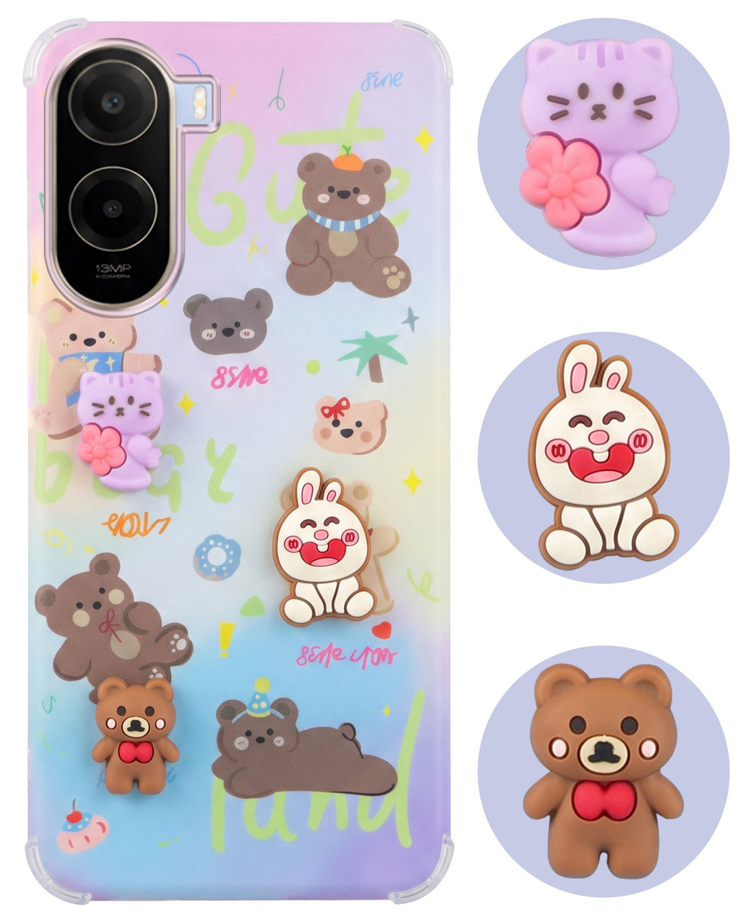 For Poco C81 5G Back Cover Case (3D Cute Cartoons | Hard Back Side Soft | Matte Premium Finish | HD Printing)