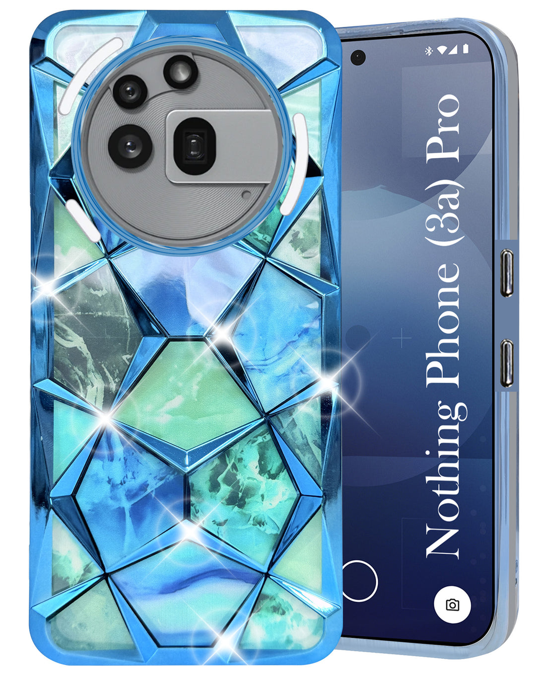 For Nothing Phone 3A Pro 5G Back Cover Case ( Dual Design Glitter Sparkle and Detachable Diamond Print Case | Soft and Flexible)