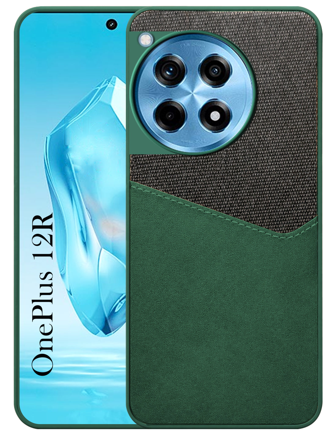 For OnePlus 12R 5G Back Cover Case (Dual PU Leather Stitch | Professional Minimalist | Soft and Flexible)