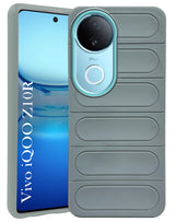 For Vivo iQOO Z10R Back Cover Case (Camera Lens Glass | Metal Stand Holder | Shockproof Hybrid | Anti Yellow | Black)