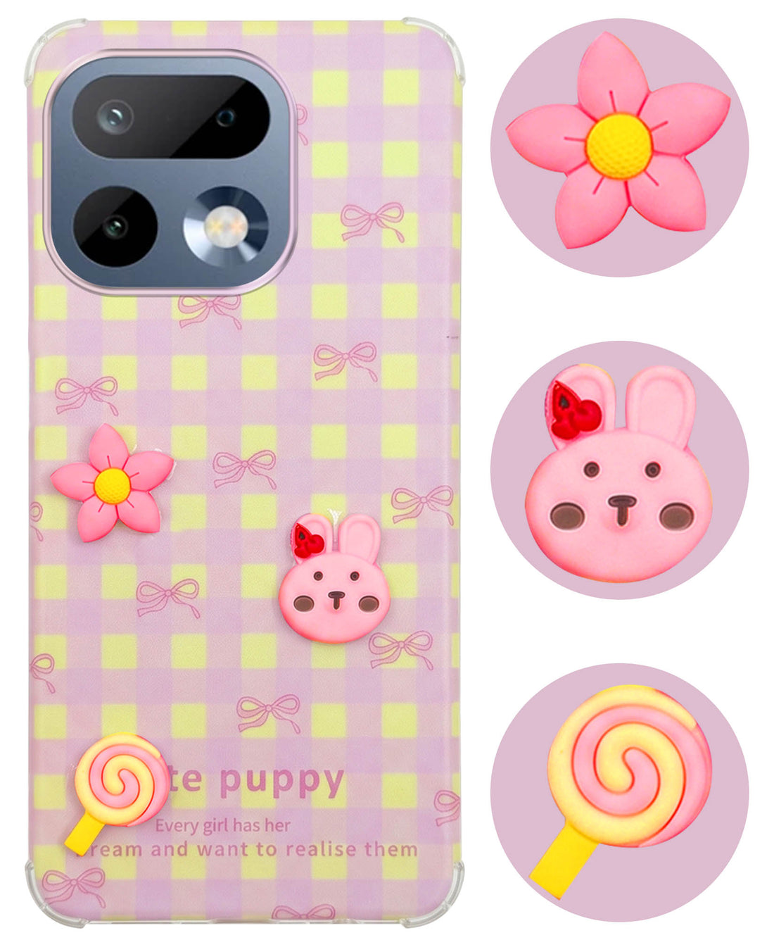 For Realme 16 Pro Back Cover Case (3D Cute Cartoons | Hard Back Side Soft | Matte Premium Finish | HD Printing)