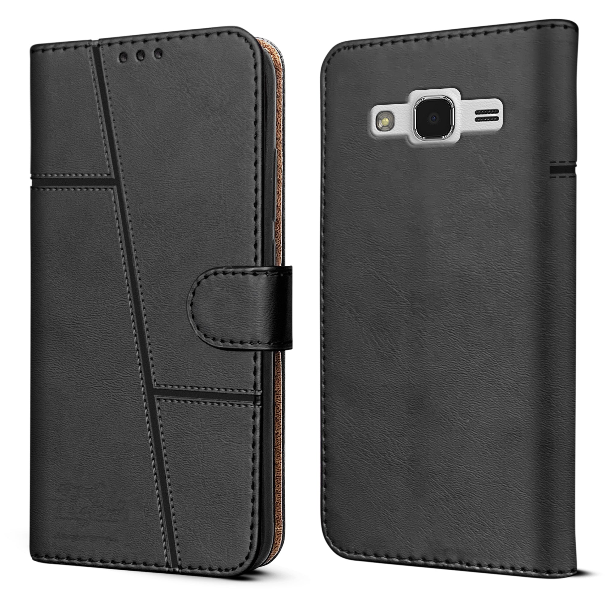 For Samsung Galaxy J2 Ace Flip Cover Case ( Stitched Leather with Magnetic Closure)