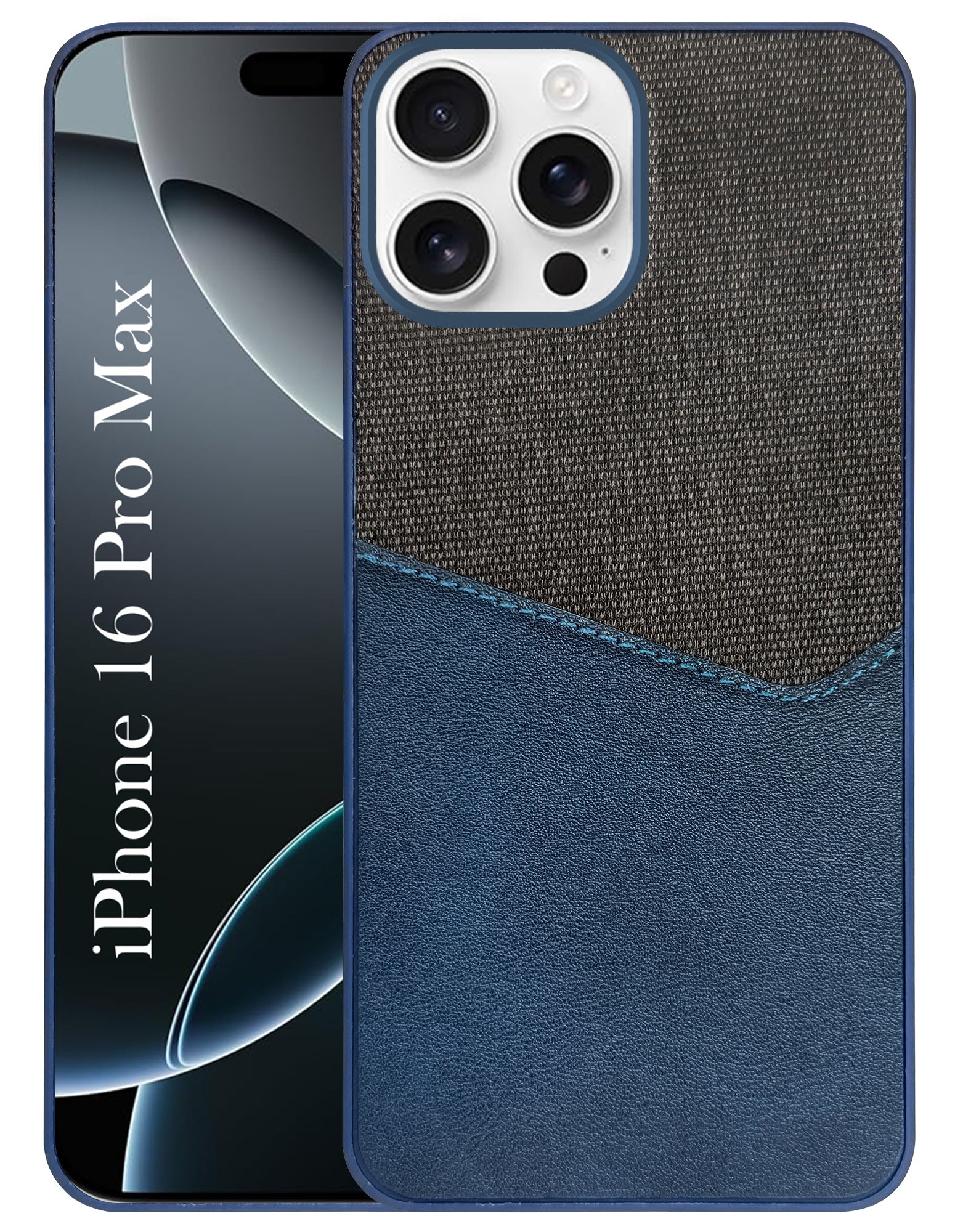 For Apple iPhone 16 Pro Max Back Cover Case (Dual PU Leather Stitch | Professional Minimalist | Soft and Flexible)