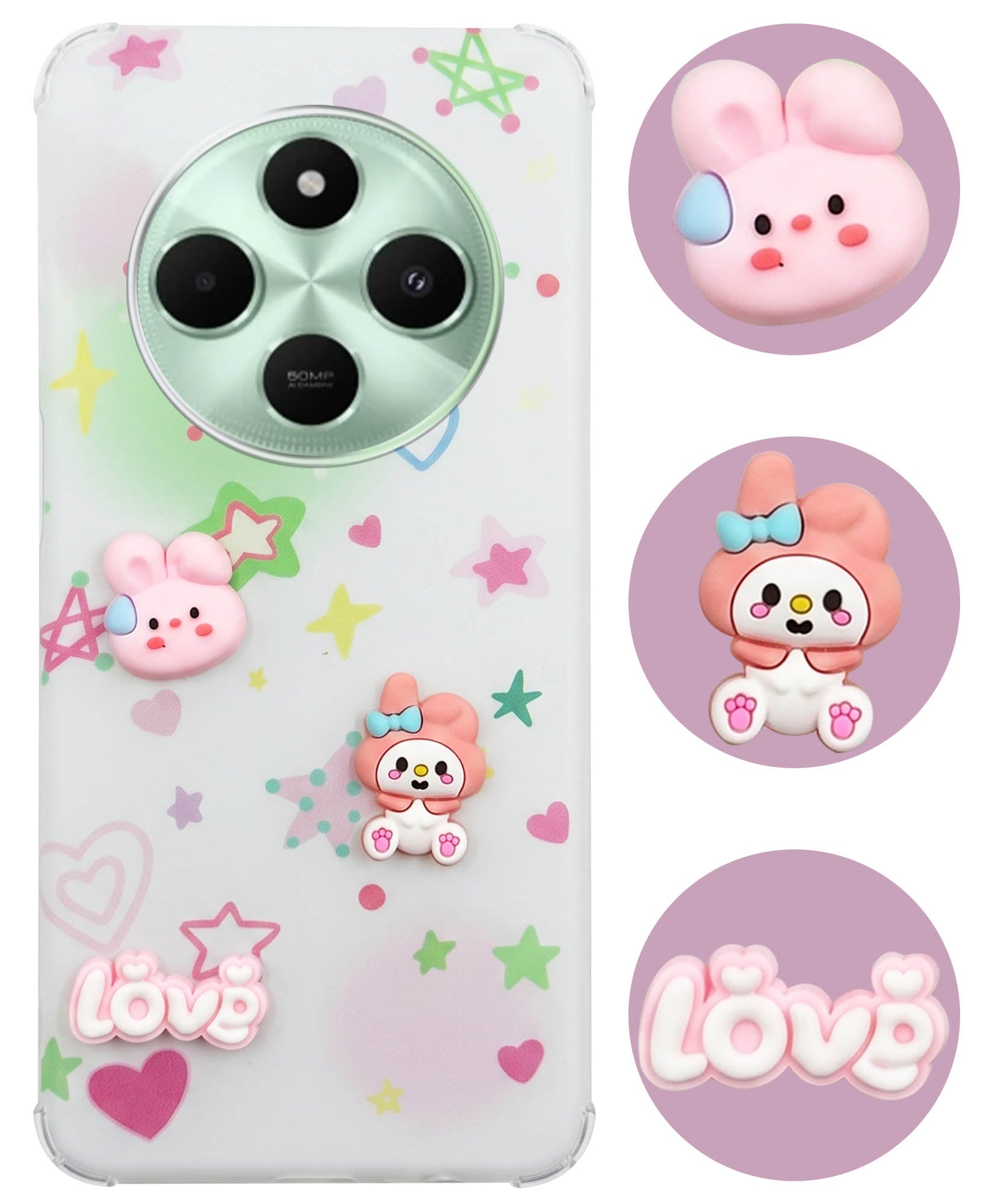 For Poco C75 | Poco M7 Back Cover Case (3D Cute Cartoons | Hard Back Side Soft | Matte Premium Finish | HD Printing)