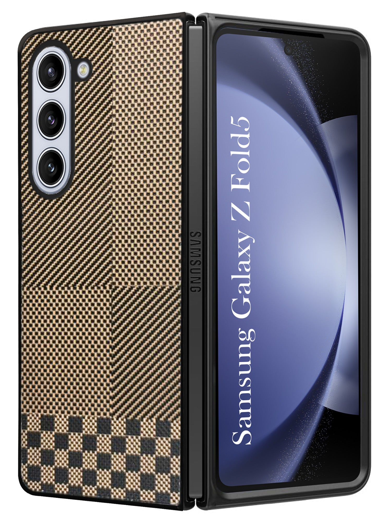 For Samsung Galaxy Z Fold 5 5G Back Flip Case Cover (Craft Printed Design | Hybrid Texture | Inside Microfiber Cloth)