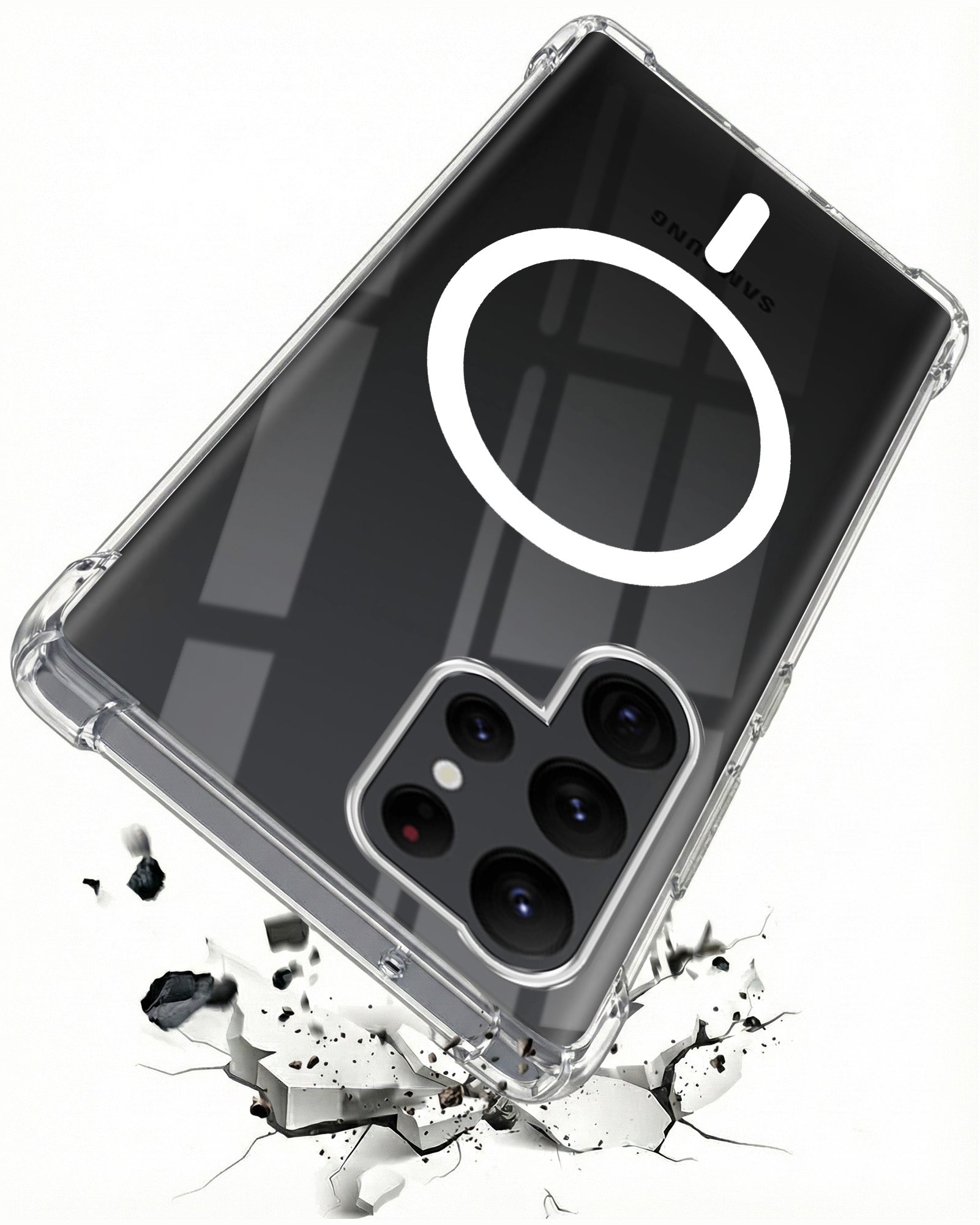 For Samsung Galaxy S22 Ultra 5G Back Cover Shockproof Crystal-Clear (Magsafe Wireless Support | Drop & Camera Protection | Hard Polycarbonate)