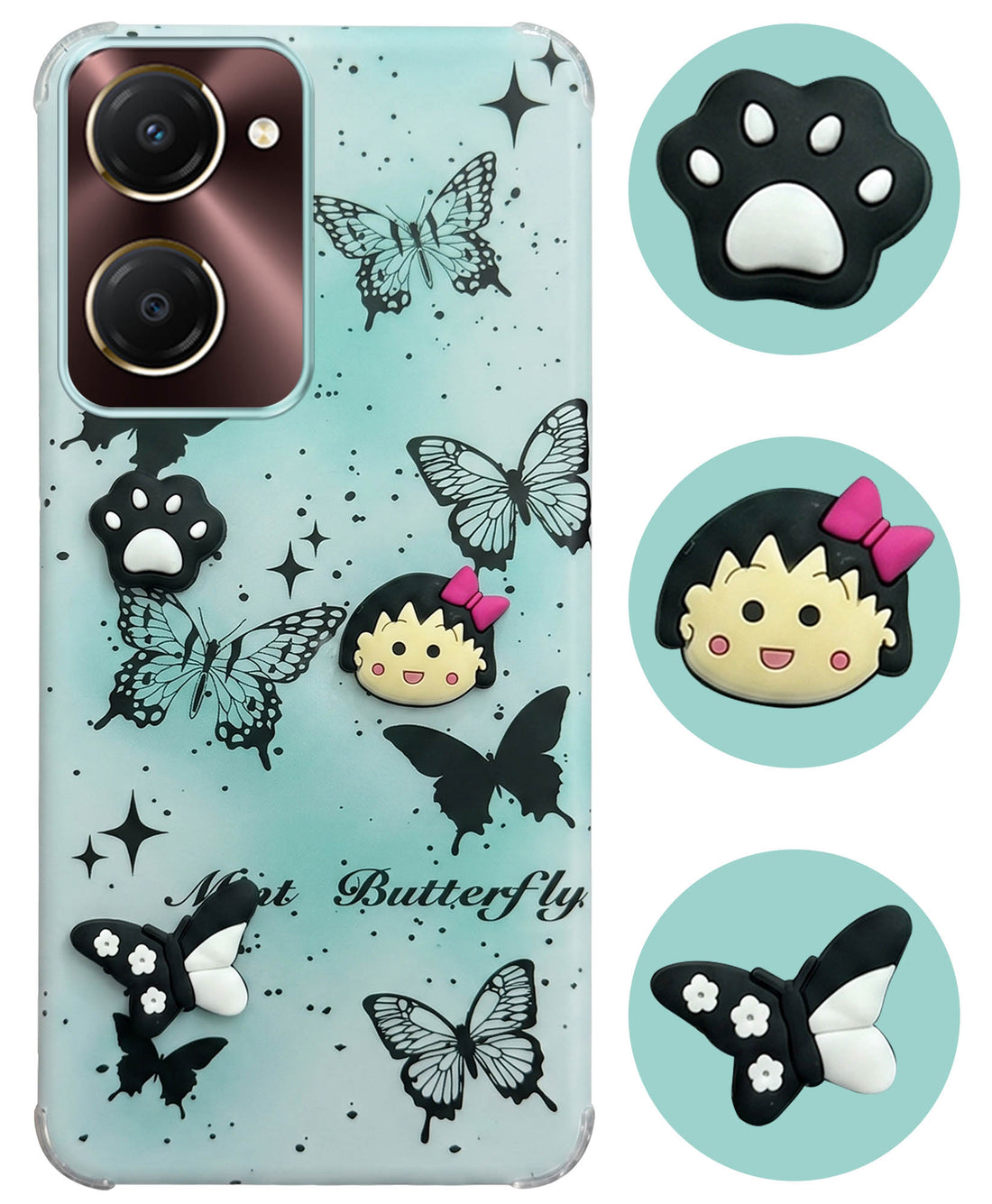 For Vivo iQOO Z9 Lite 5G Back Cover Case (3D Cute Cartoons | Hard Back Side Soft | Matte Premium Finish | HD Printing)