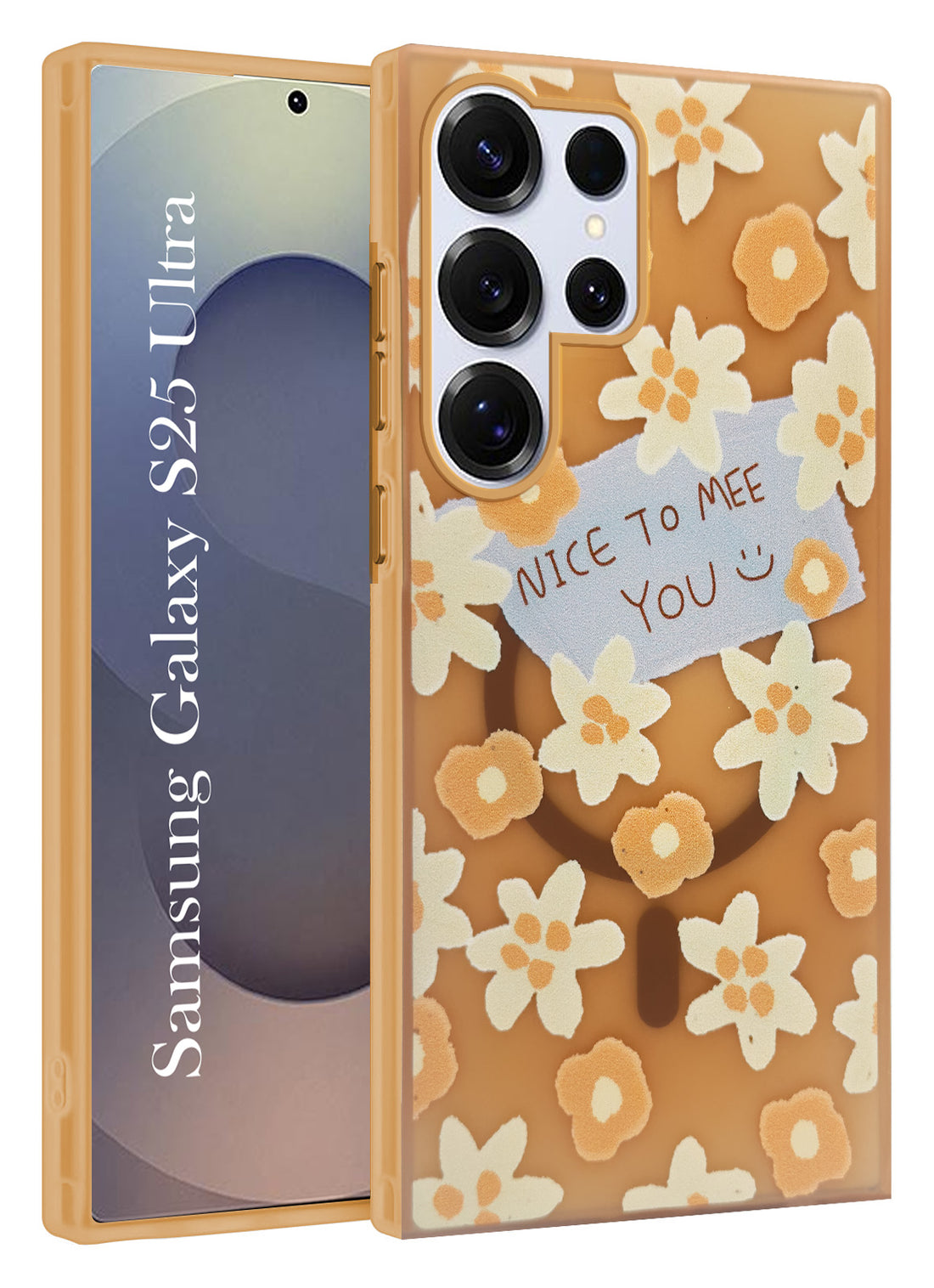 For Samsung Galaxy S25 Ultra Back Cover Case (Cute Floral Design | Flower Print for Girls | MagSafe Compatible Wireless Charging) as