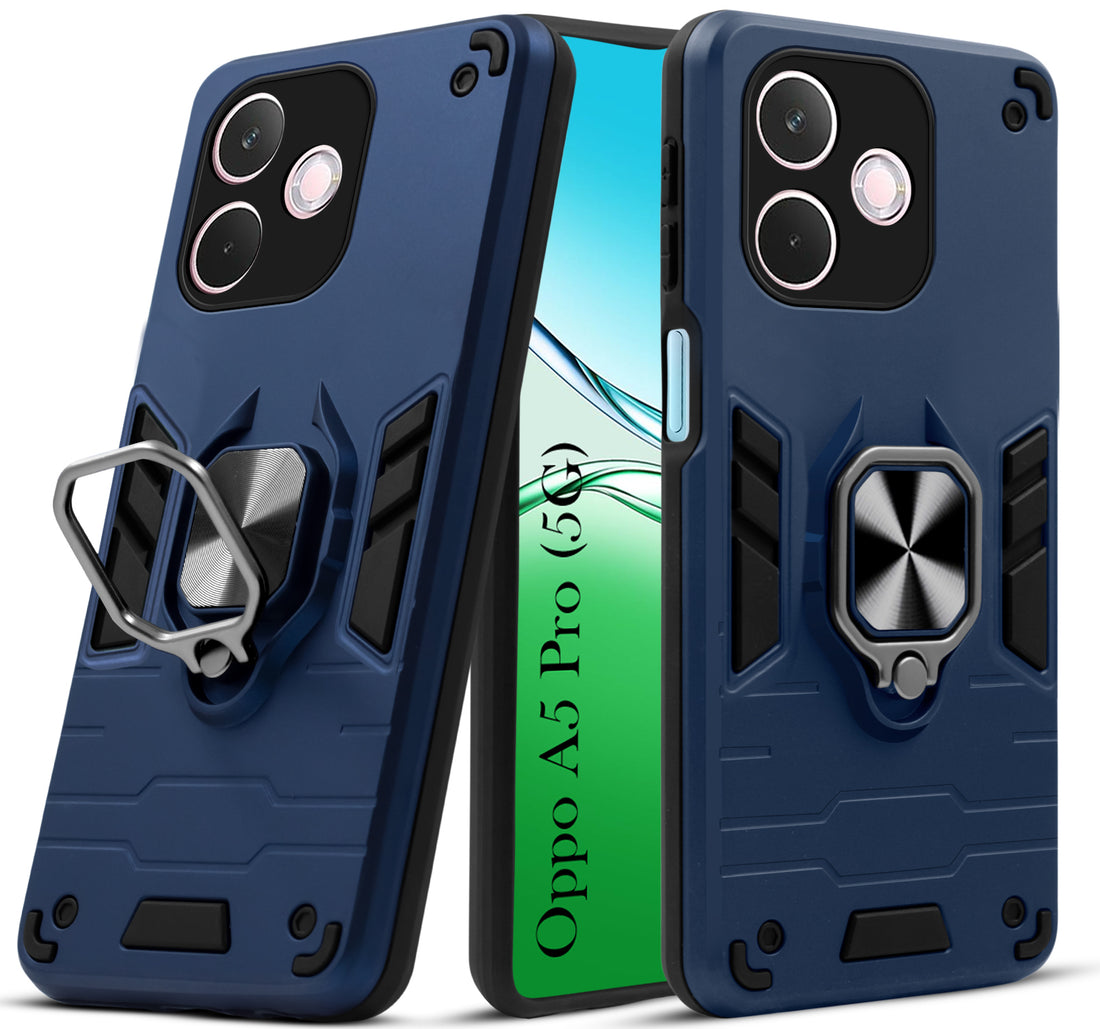 For Oppo A5 Pro Back Cover Case (Shockproof Dual Layer Polycarbonate |Ring Holder Kickstand)