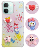 For iQOO Z11x | iQOO Z11xa Back Cover Case (3D Cute Cartoons | Hard Back Side Soft | Matte Premium Finish | HD Printing)