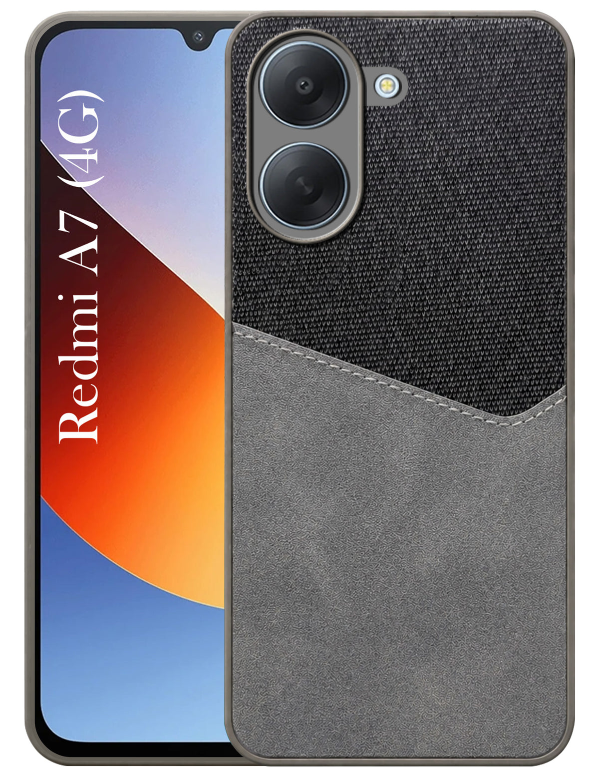 For Redmi A7 4G Back Cover Case (Dual PU Leather Stitch | Professional Minimalist | Soft and Flexible)