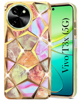For Vivo T3x 5G Back Cover Case (Dual Design Glitter Sparkle and Detachable Diamond Print Case | Soft and Flexible)