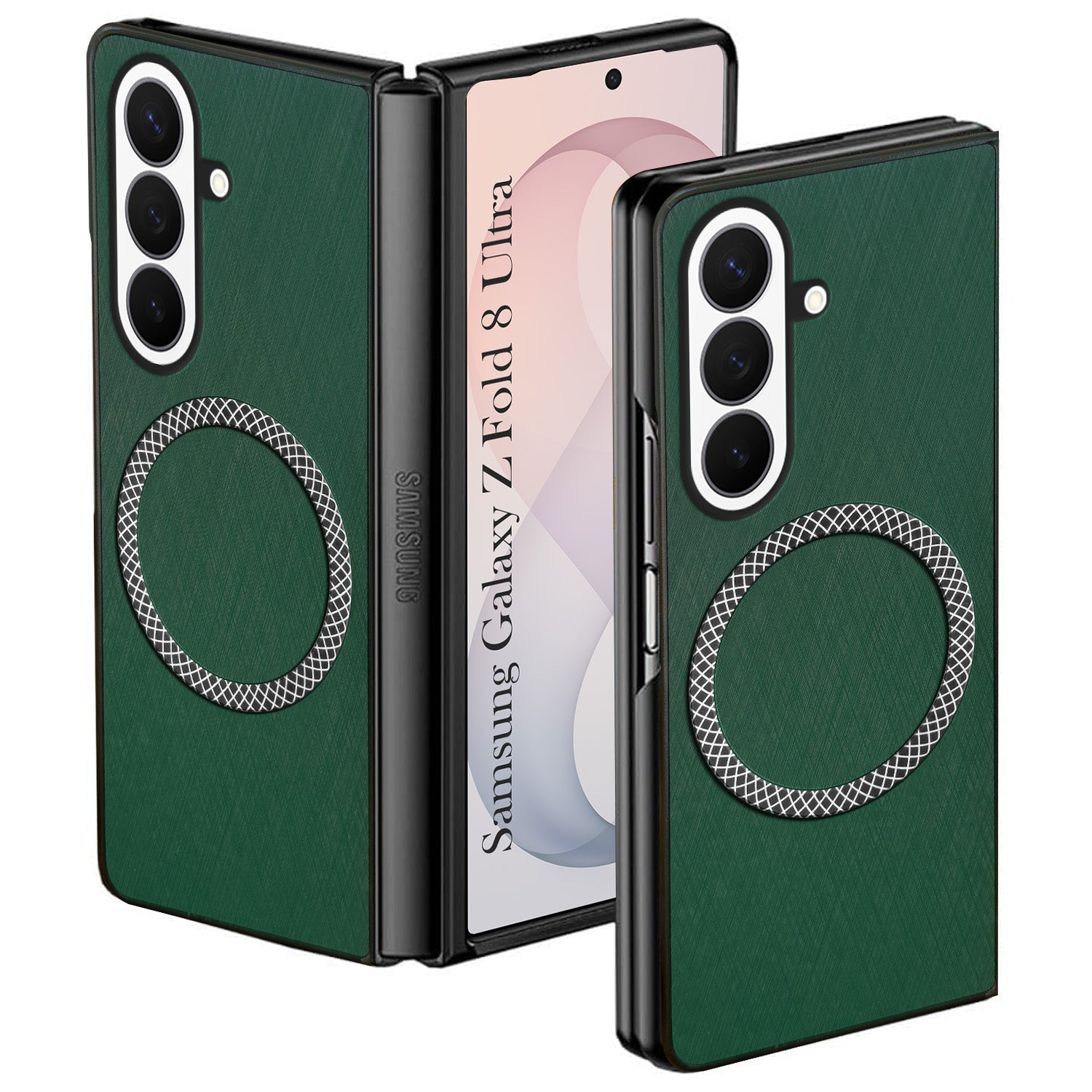 For Samsung Galaxy Z Fold 8 Ultra Back Cover Case Leather Finish (MagSafe Wireless Charging Compatible | Sleek and Professional)