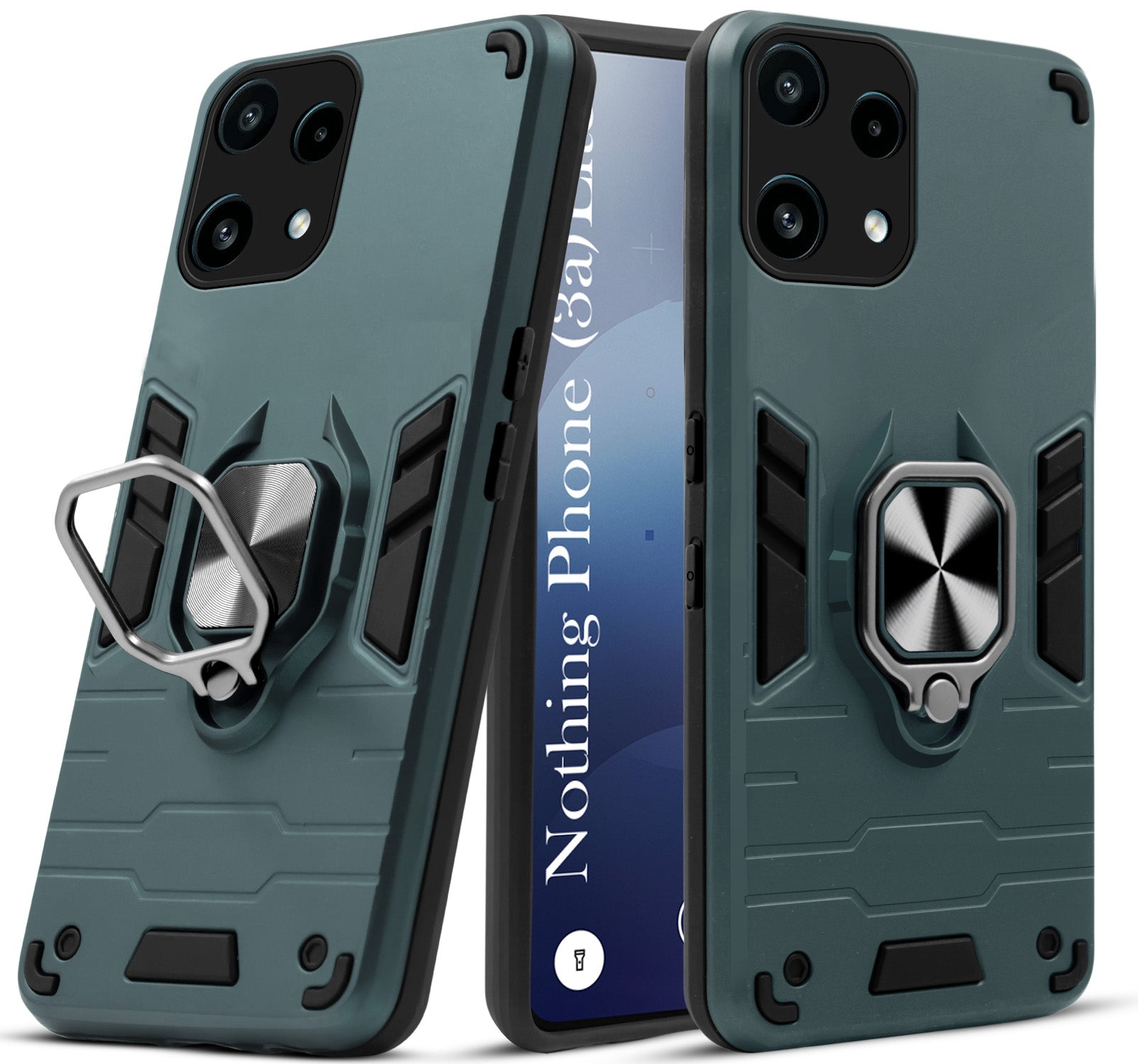 For Nothing Phone 3A Lite Back Cover Case Hybrid Armor (Shockproof Dual Layer Polycarbonate |Ring Holder Kickstand)
