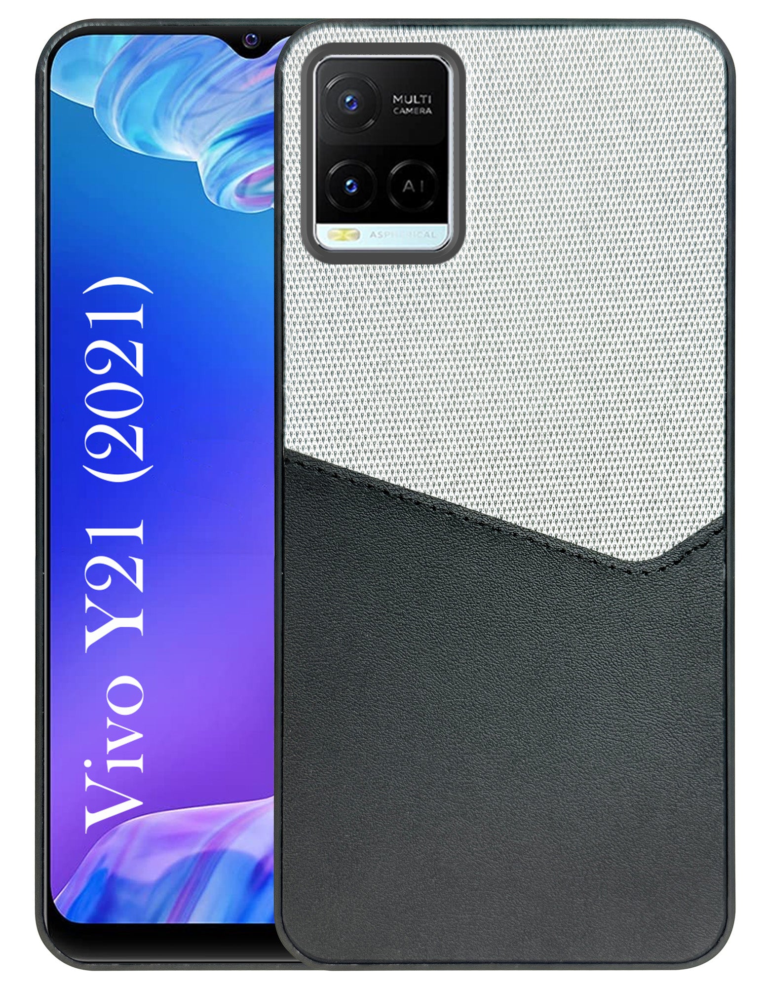 For Vivo Y21 2021 Back Cover Case (Dual PU Leather Stitch | Professional Minimalist | Soft and Flexible)
