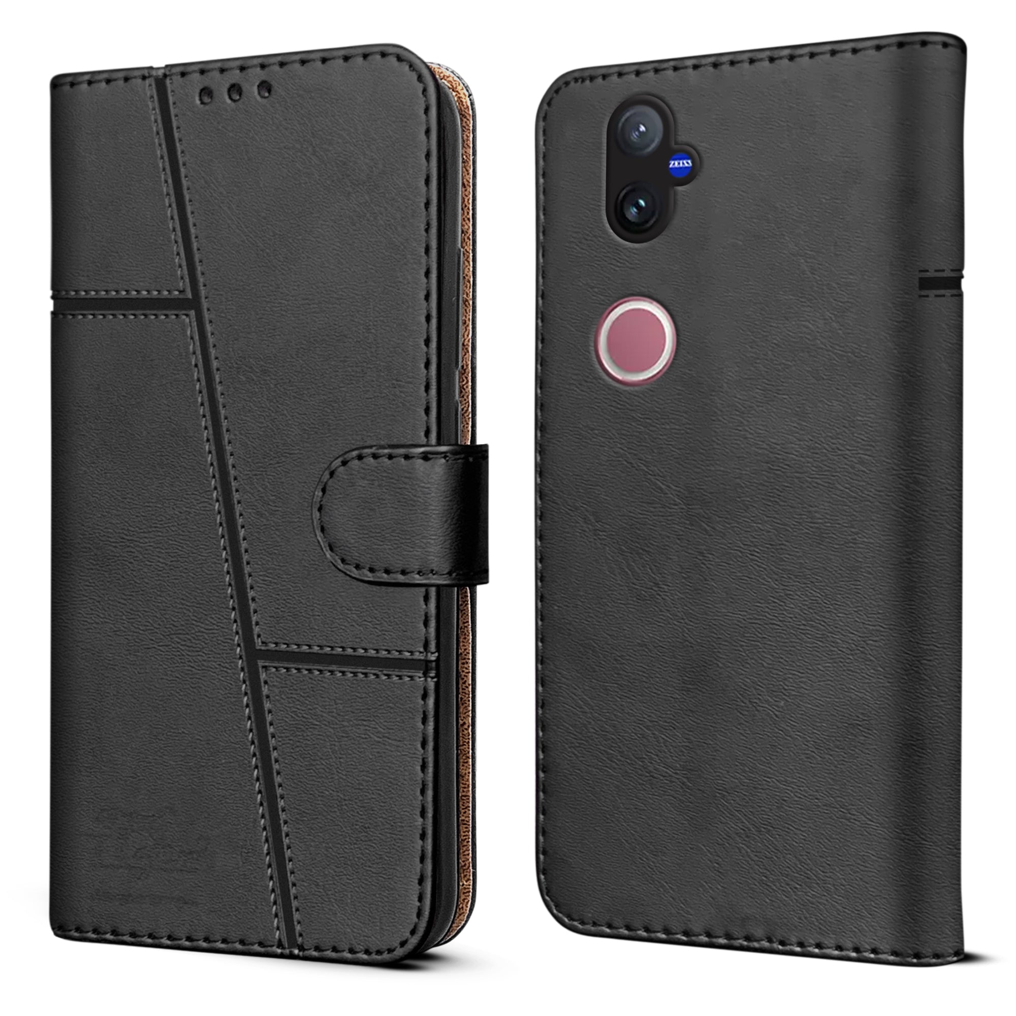 For Vivo V50 | Vivo V50e Flip Cover Case ( Stitched Leather with Magnetic Closure)