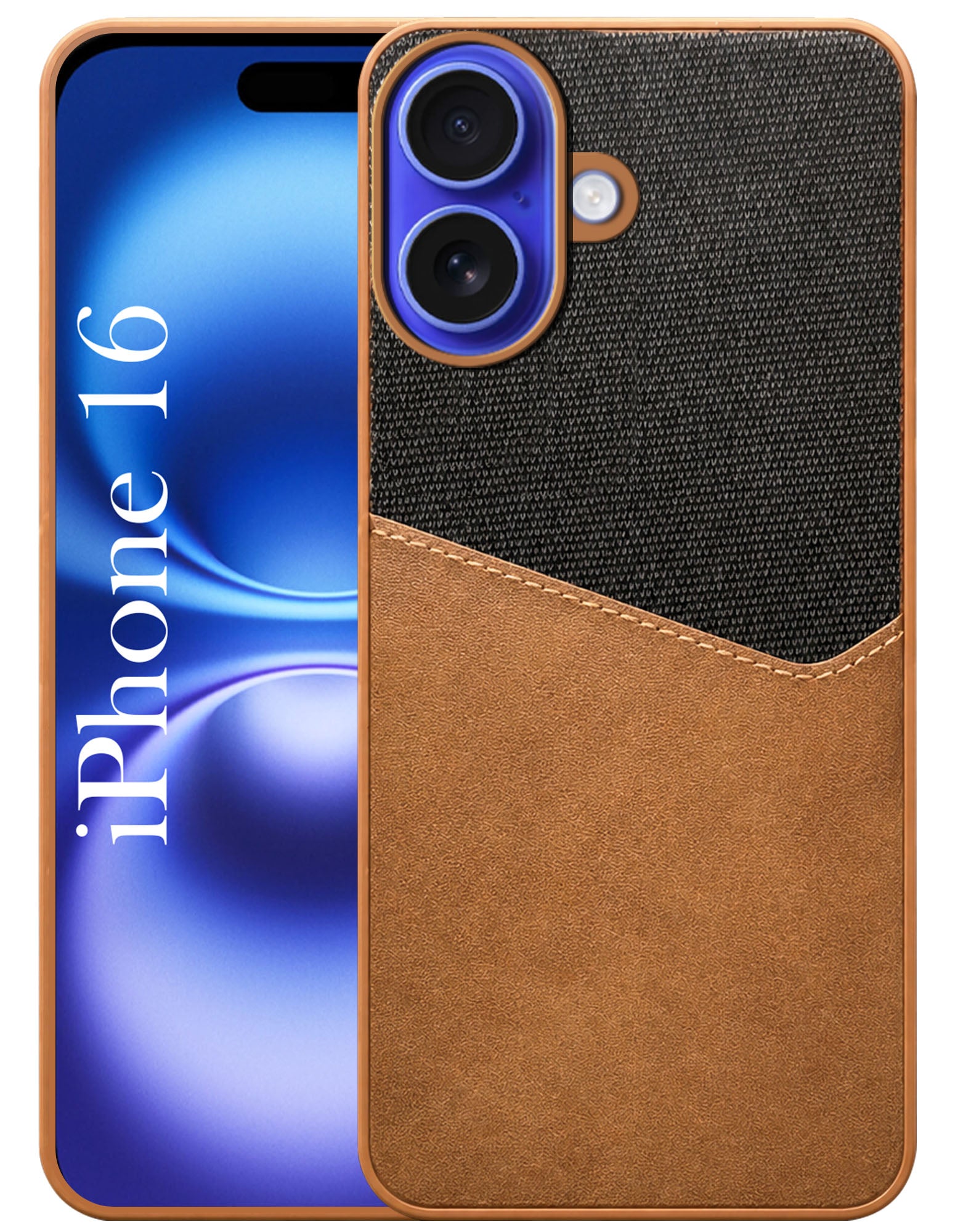 For Apple iPhone 16 Back Cover Case (Dual PU Leather Stitch | Professional Minimalist | Soft and Flexible)
