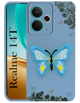 For Realme 14T Back Cover Case (Soft Butterfly Embroidery | Women Teen Girls | Camera Protection| Matte Silicone)