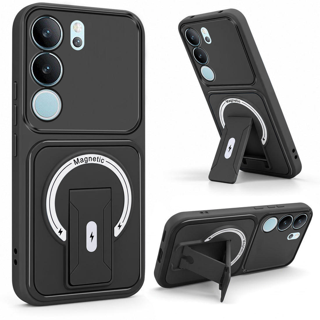 For Vivo V29 | Vivo V29 Pro 5G Back Case Cover Metallic (Hybrid Armor Kickstand | MagSafe Compatible | Camera Protection Shockproof)