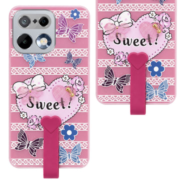 For Realme 16 Pro Back Cover Case (3D Cute Heart Strap Holder | Camera Protection | Designer Girls Print)
