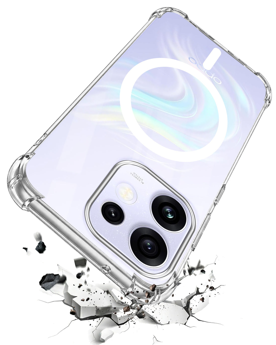 For Oppo Reno 16 Back Cover Shockproof Crystal-Clear (Magsafe Wireless Support | Drop & Camera Protection | Hard Polycarbonate)