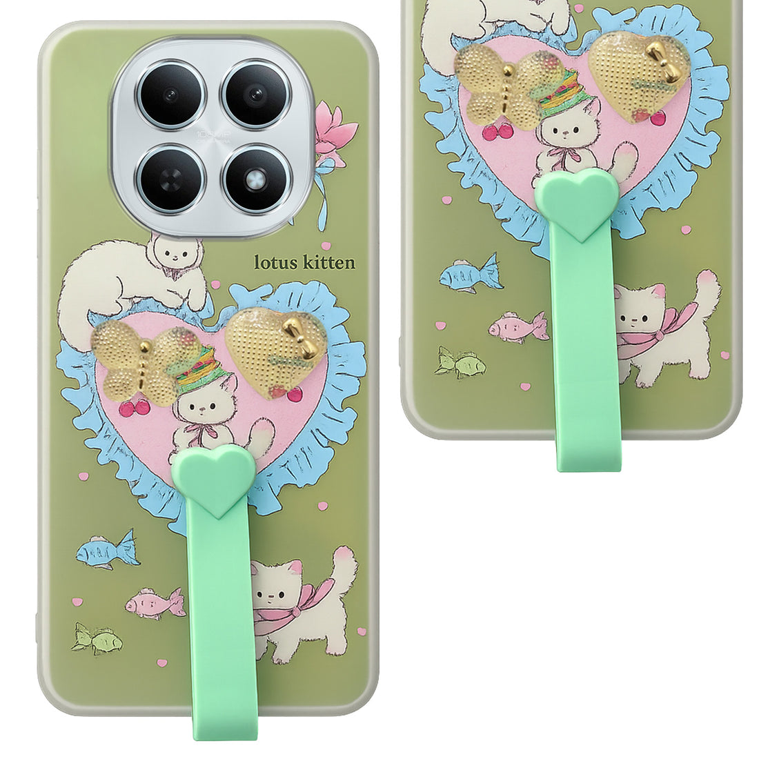 For Xiaomi Redmi Note 15 5G | Redmi Note 15 SE 5G Back Cover Case (3D Cute Heart Strap Holder | Camera Protection | Designer Girls Print)