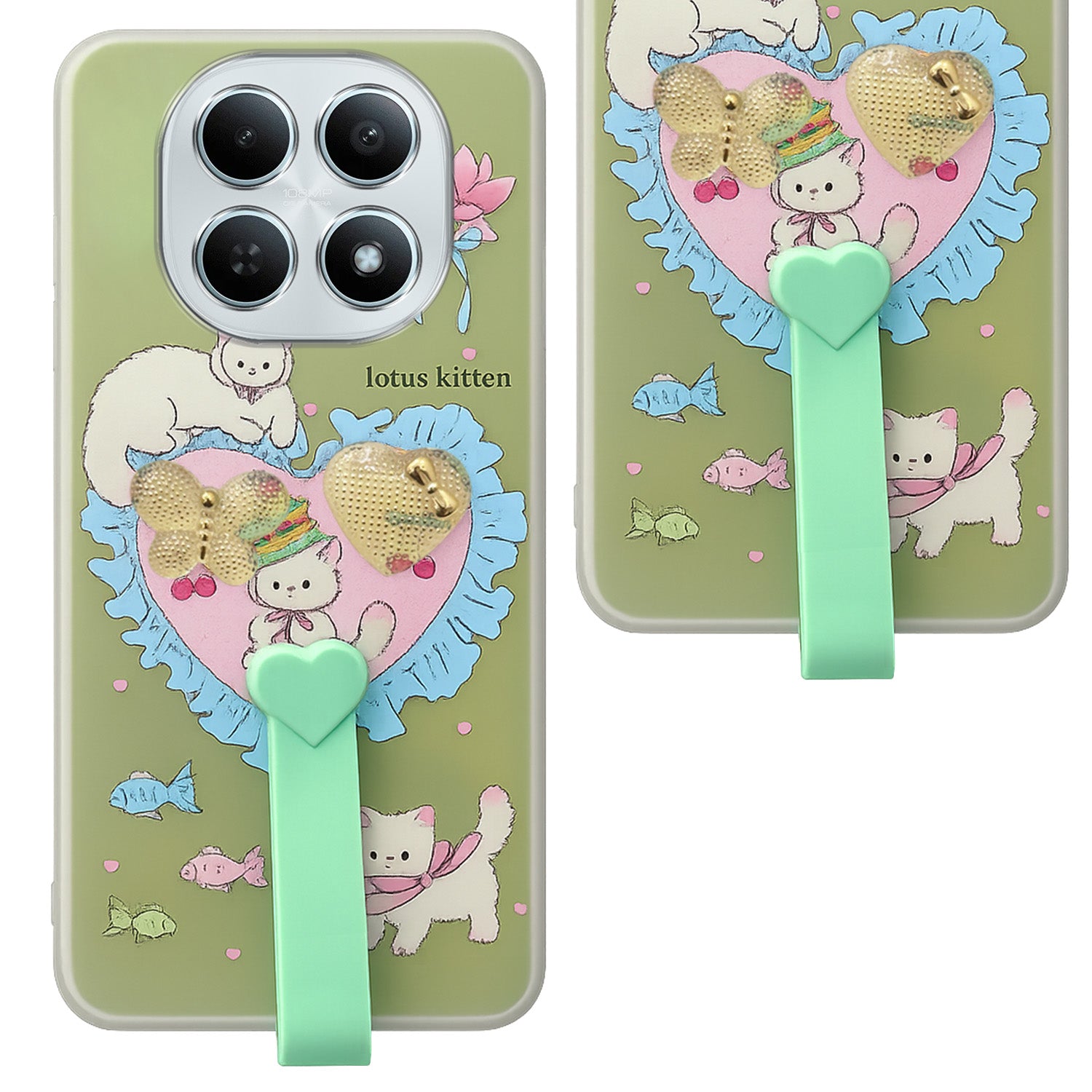 For Xiaomi Redmi Note 15 5G | Redmi Note 15 SE 5G Back Cover Case (3D Cute Heart Strap Holder | Camera Protection | Designer Girls Print)